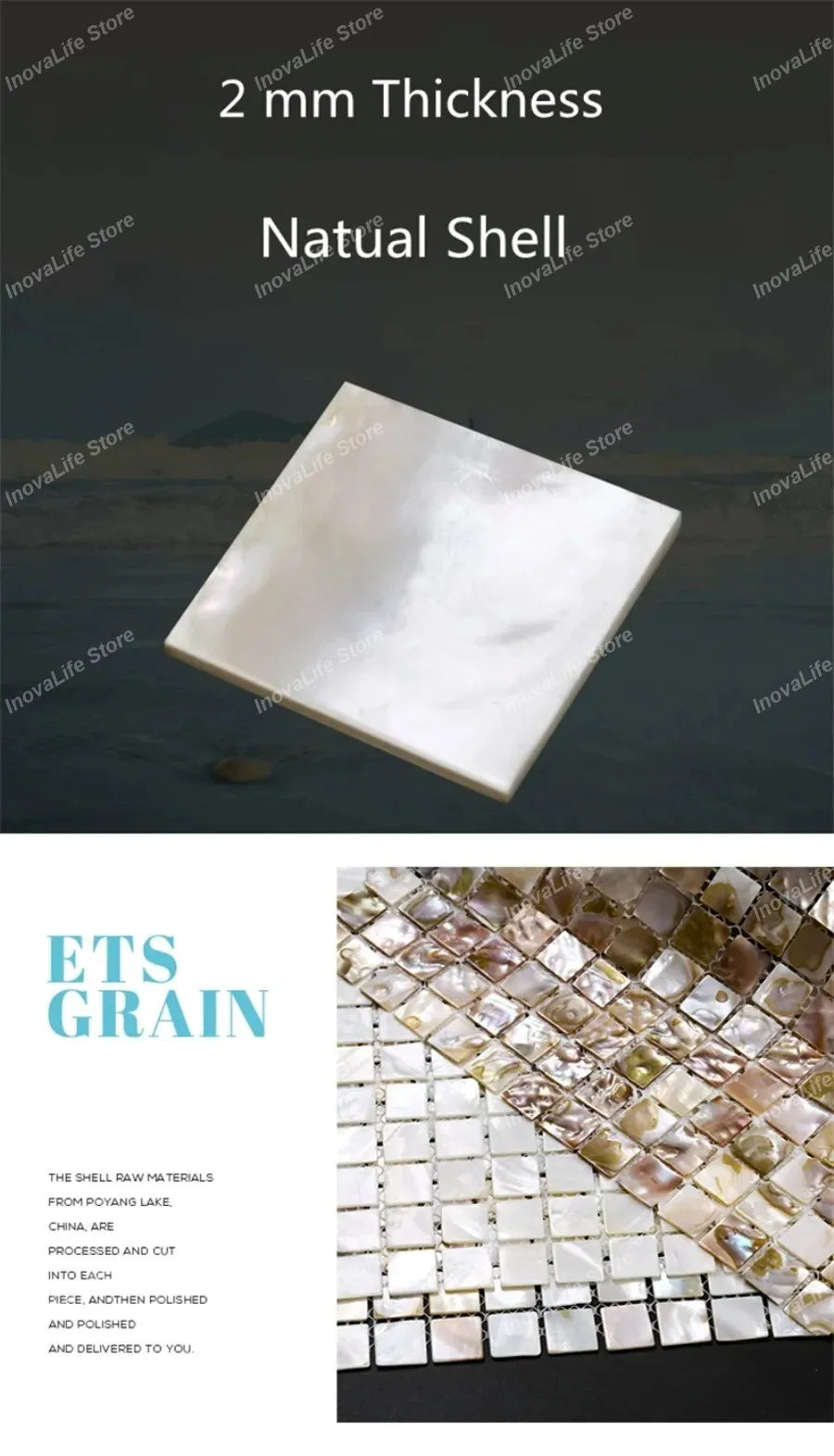 30x30CM Natural Shell Mosaic Tiles Sheet Mother of Pearl Wallpaper Tile Sticker Kitchen Backsplash Bathroom Shower Decorative