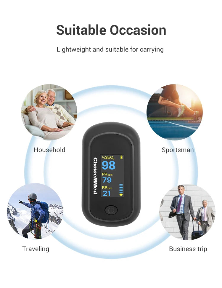 ChoiceMMed Portable Medical Finger Pulse Oximeter Blood Oxygen Saturation Meter Heart Rate SpO2 PR LCD Oximetro De Dedo Monitor