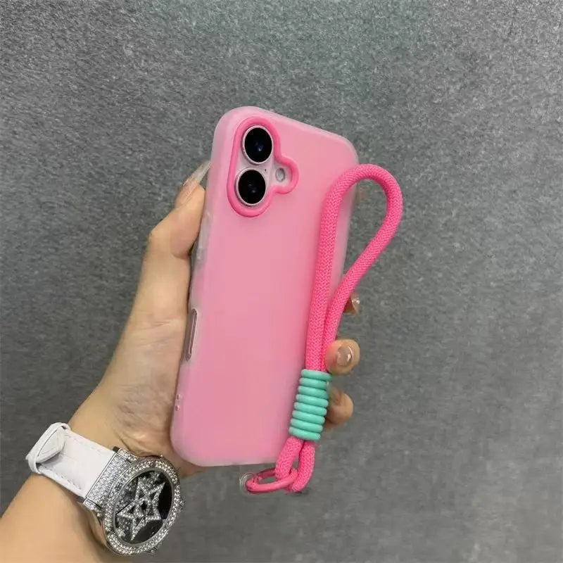 iPhone 15 Pro Max Matte Case with Wrist Strap - Slim Shock-Absorbing Cover Rose red Tidesmit