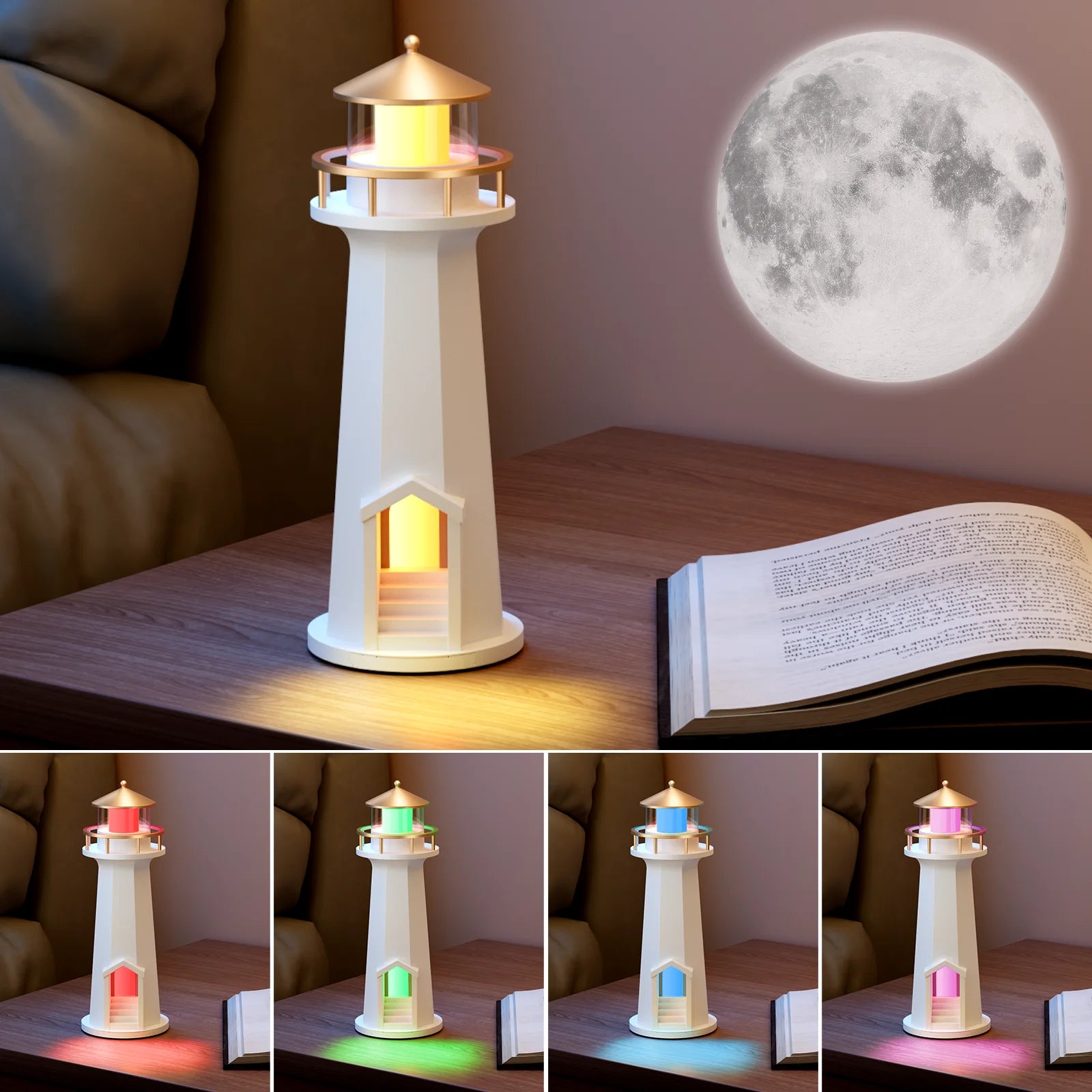 Moon Projector Wireless Charger with Bluetooth Speaker - White Tidesmit