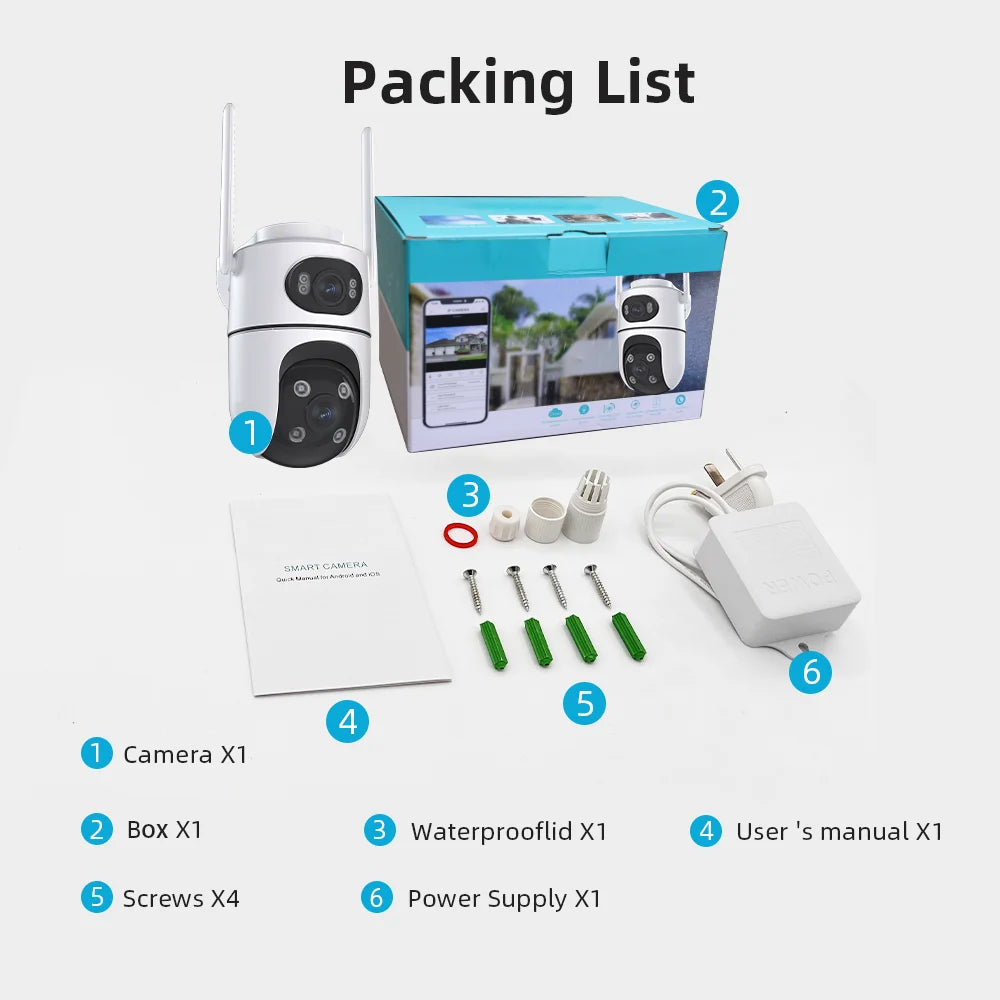 TreGear 8MP 4K PTZ Wifi Camera with Dual Lens Dual Screens AI Human Detection Wireless Outdoor CCTV Security IP Camera ICSEE App