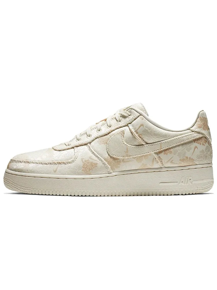 Nike Air Force 1 Premium OG Low Top Board Shoes Ivory White Floral Fabric Lightweight Non Slip Daily Casual Sneakers-AT3147-100