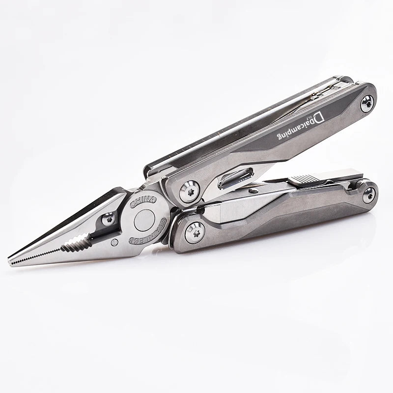 Daicamping DL7 Titanium Alloy Handle Outdoor Camping Multitools Set Folding Knife Scissor EDC Multi Tools Pliers Hand Tools Set