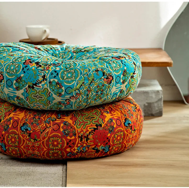 Bohemian Style Thickened Cotton Linen Cushion for Ground Lazy People with Moroccan Window Tatami Mat Pillow Puff Cushion That