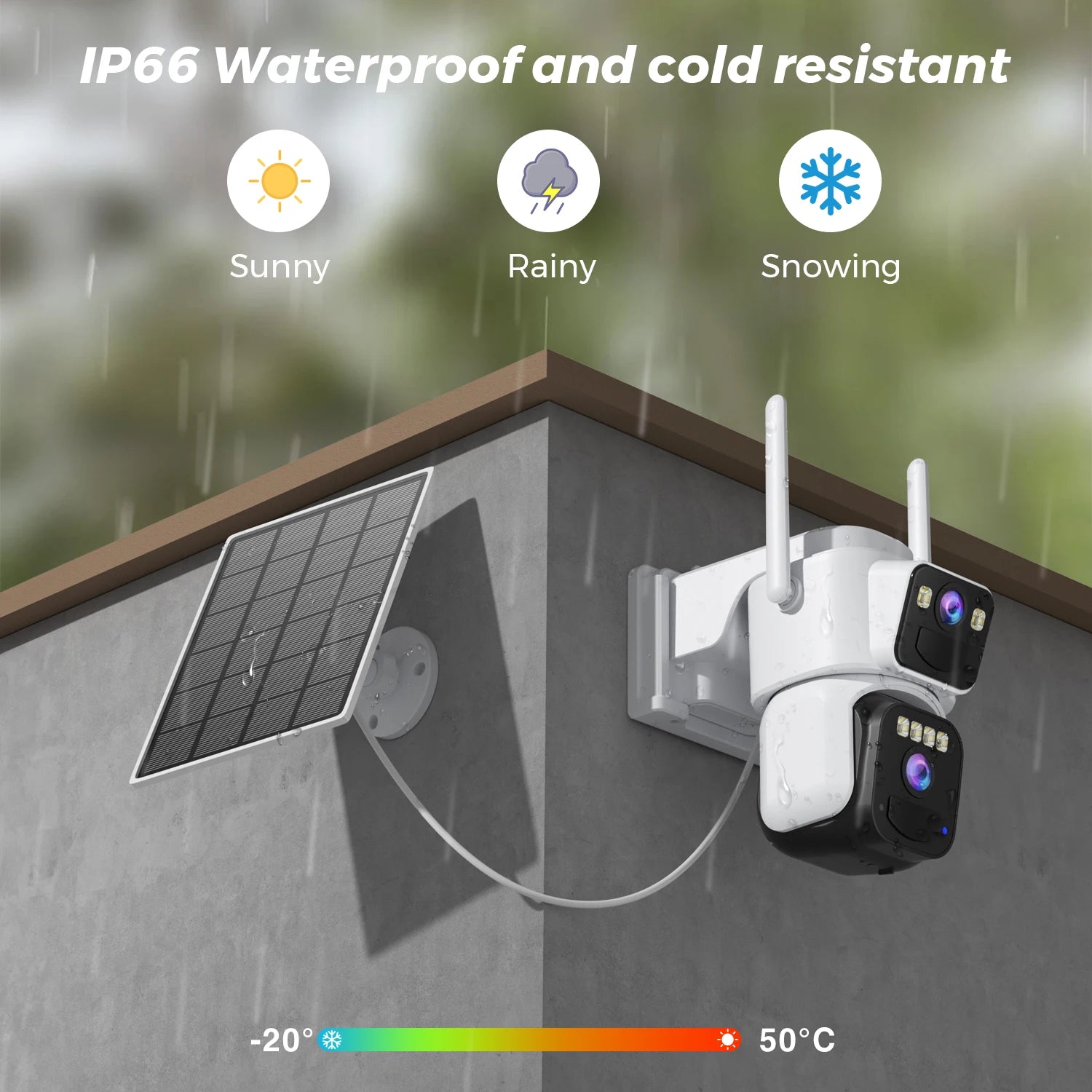 10MP PZT Solar IP Camera WiFi Outdoor 5K HD Dual Lens Home Security Camera Built in Battery Solar Panel and AI Person Detection