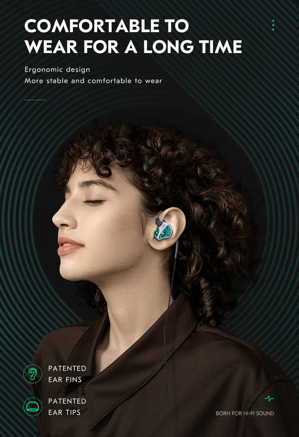 Hybrid Hi-Fi In-Ear Monitors DD&BA Wired Headphones by Tidesmit Tidesmit
