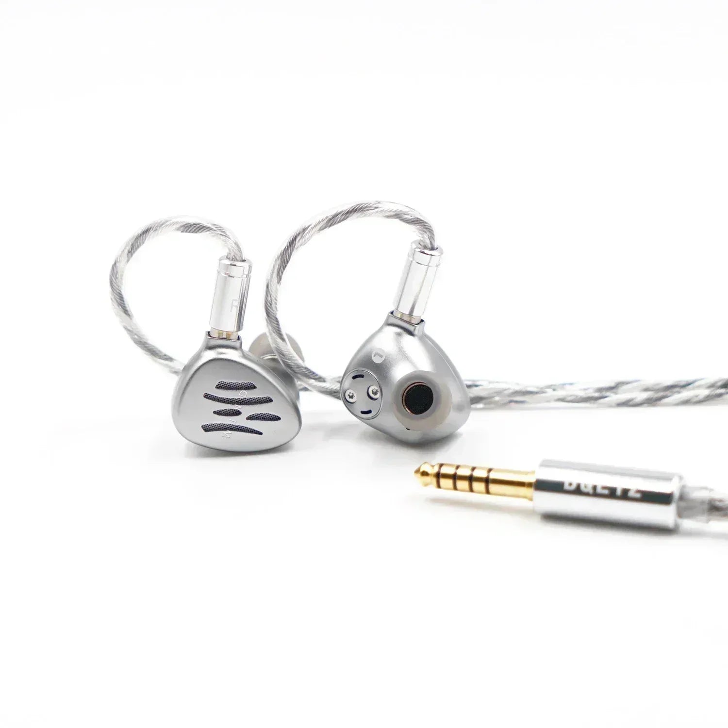 BQEYZ Wind In-Ear Monitors with Bone Conduction - Tidesmit Dual Driver Silver 4.4mm Tidesmit