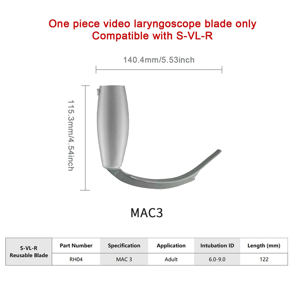 Accessories for Video Laryngoscope Stainless Steel Blades, Laryngeal Mask Airway, guide wire, and Screen