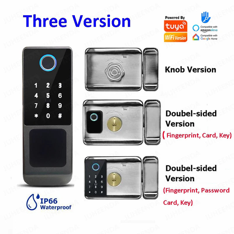 Fingerprint Gate Door Lock TUYA WIFI Outdoor Waterproof Smart Lock With Remote Control TTLOCK App Card Eletronico Digital Lock