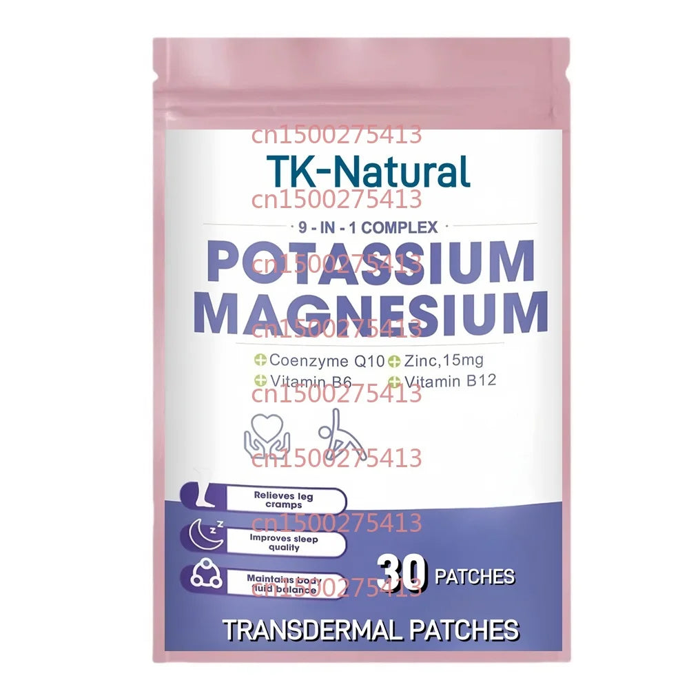 30 Patches Potassium Magnesium Transdermal Patches with Magnesium Glycinate Calcium, Zinc, Vitamin for Leg Cramps & Muscle