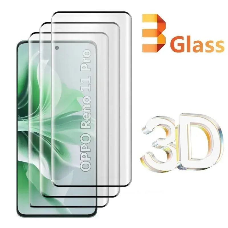 Oppo Reno 12 11 10 Pro Screen Protector | 3D Tempered Glass 3-Pack 3 Glass Tidesmit