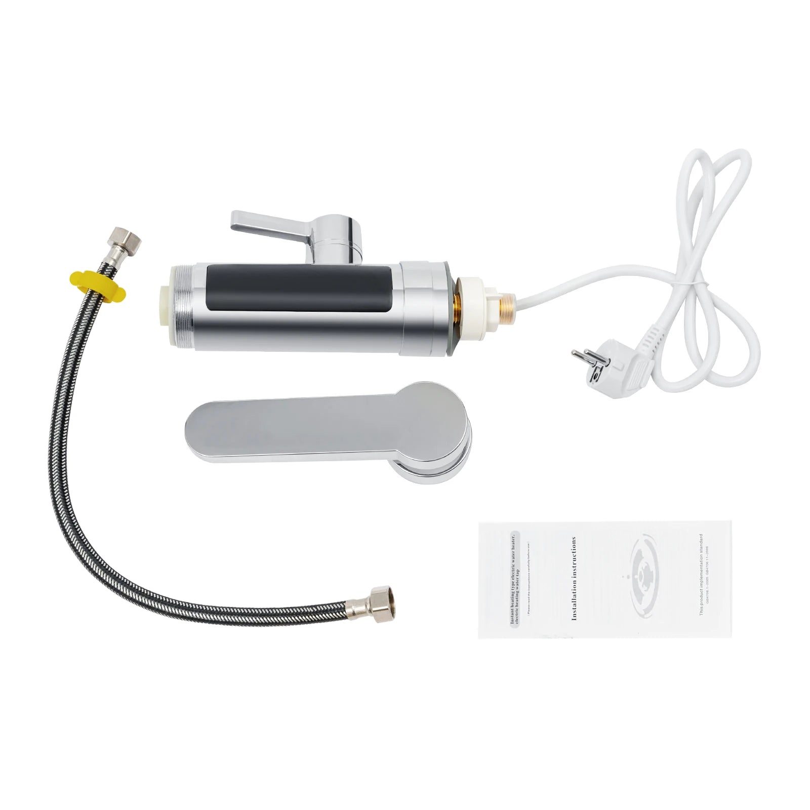 3000W Electric Kitchen Water Heater Tap Stainless Steel LED Digital Water Heater Faucet Heater With Universal Adapter Nozzle