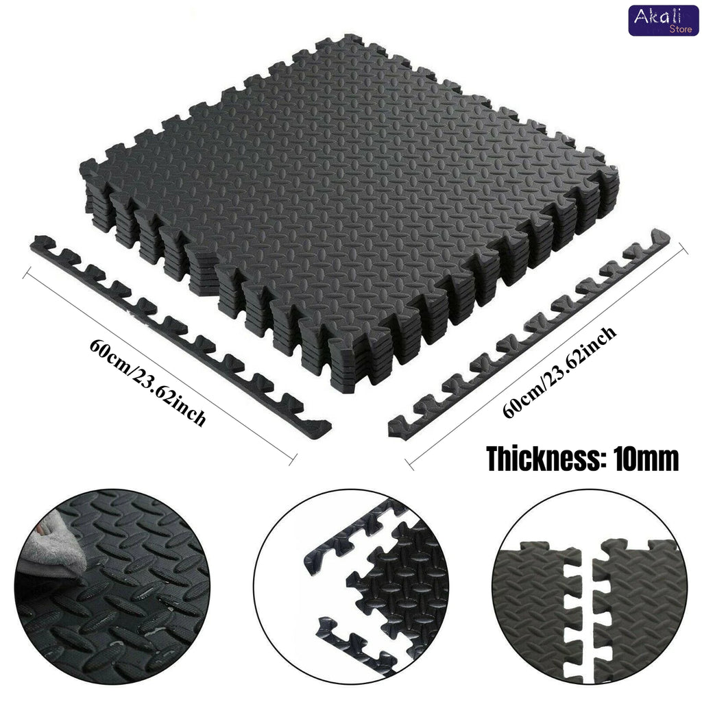 12Pcs EVA Foam Interlocking Floor Mats 60x60cm Gym Flooring Tiles Exercise Yoga Mat Non-Slip Shock Absorbing 10mm