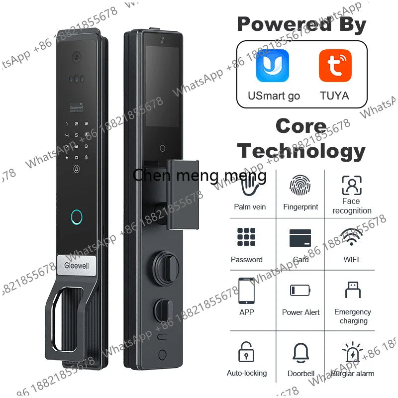 3D Palmar Vein Smart Door Lock Tuya U Smart Go Security Camera Intelligent Biometric Fingerprint And Face Recognition Smart Lock