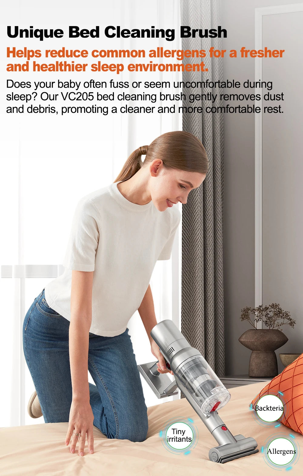 Wireless Handheld Vacuum Cleaner VC205,27000PA Suction,Smart Dust Sensor,Touch Screen,Portable Stick Cordless Vacuum for Home