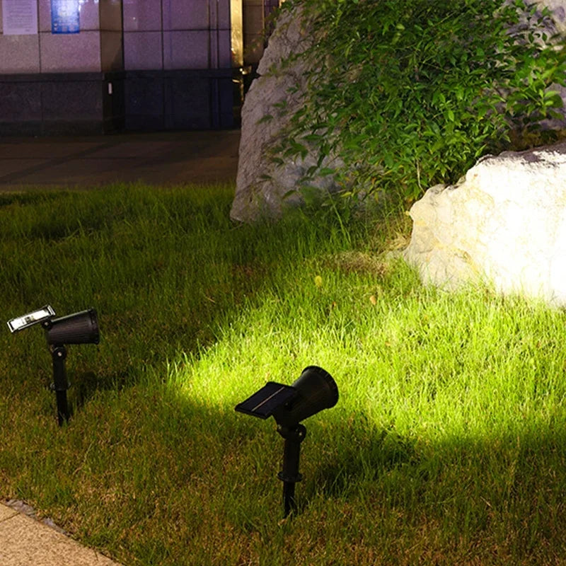 Solar 9 LED Ground Lights Outdoor, IP65 Waterproof Brightness Adjustable Spot Light for Garden Backyard Driveway Patio Decor