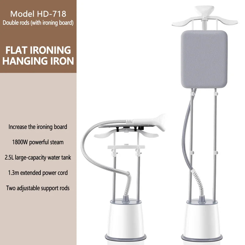 Tidesmit 2.5L handheld garment steamer with double bars showing vertical ironing feature for home laundry care.