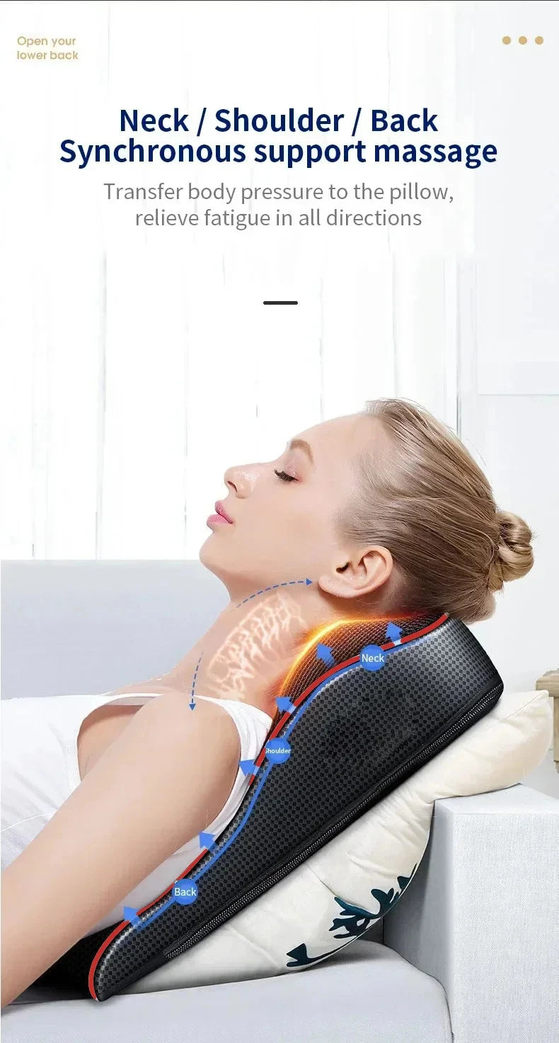 Electric Massage Pillow for Neck & Back with Heat Therapy | Tidesmit Massage Cushion Tidesmit