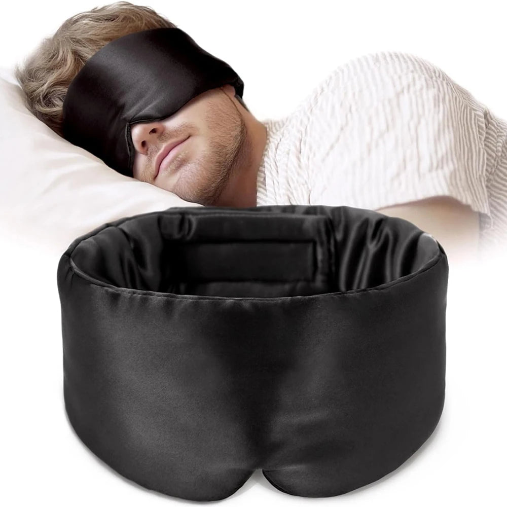 100% Mulberry Silk Sleep Mask Soft Padded Eyemask Eyeshade Blocking Light for Travel & Nap Comfortable Sleeping Eyepatch