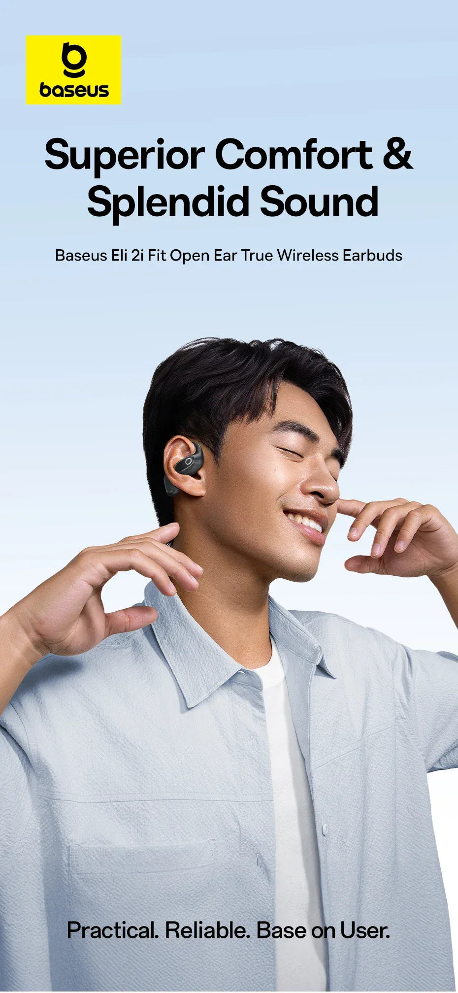 Baseus Eli 2i Fit Open-Ear Earphones True Wireless Bluetooth 6.0 Ear Hooks Headphones IPX5 Waterproof Sports Earbuds Bass Boost Tidesmit