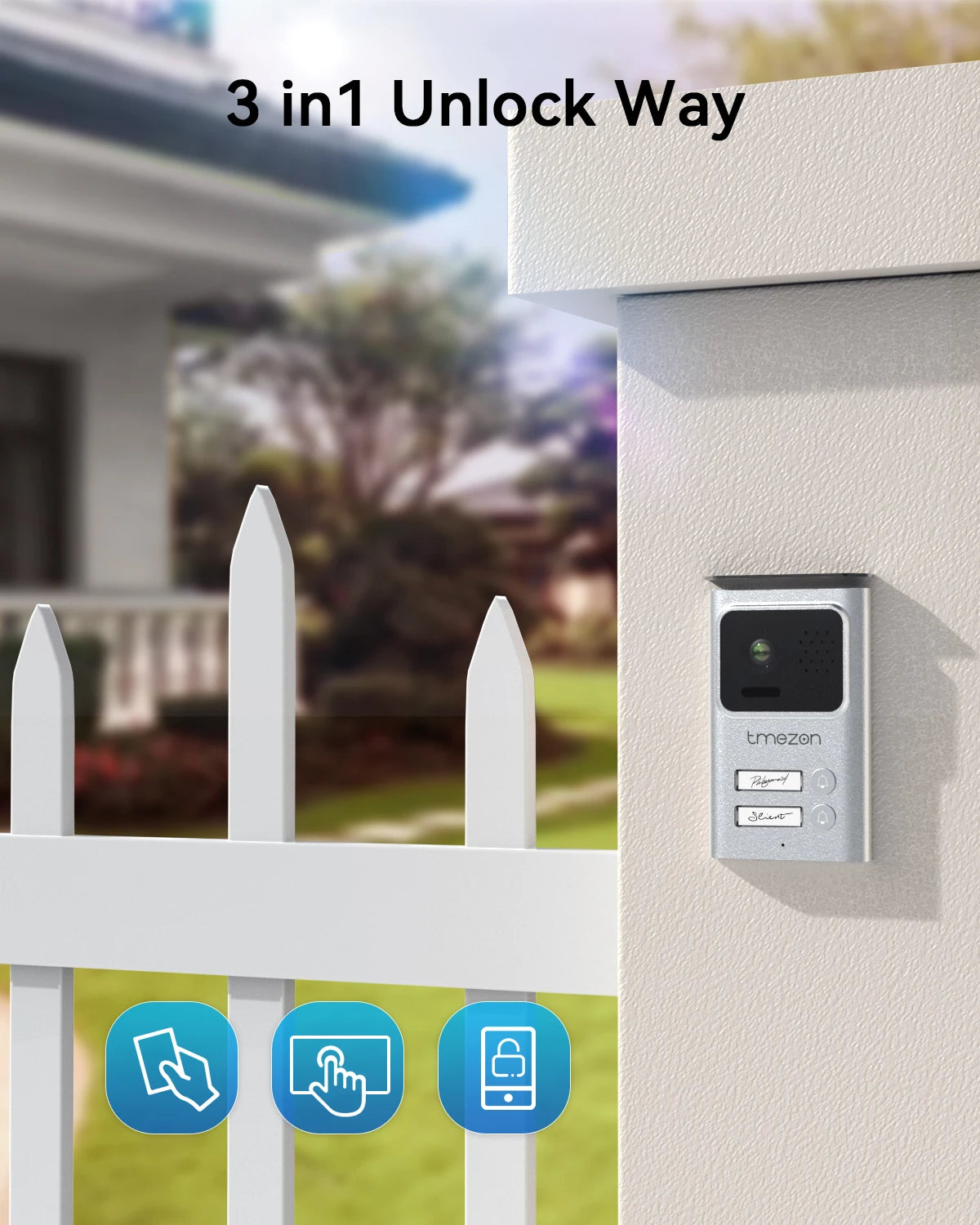 TMEZON 730 2 Wire 7 Inch Tuya App 1080P Wifi Smart Video DoorPhone Intercom System with Wired Doorbell APP/Password/Card Swipe TouchScreen