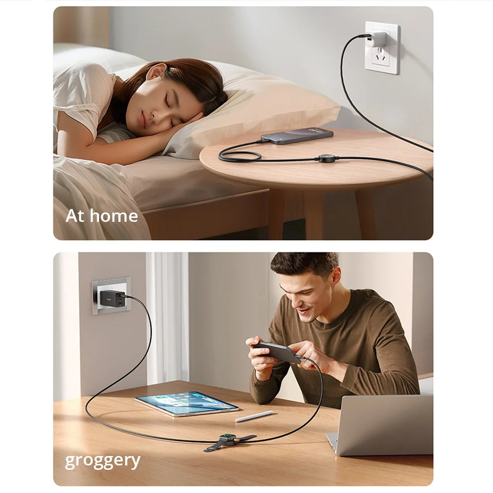 2-in-1 Apple Watch Wireless Charger - Fast Qi Certified Charging Cable Tidesmit