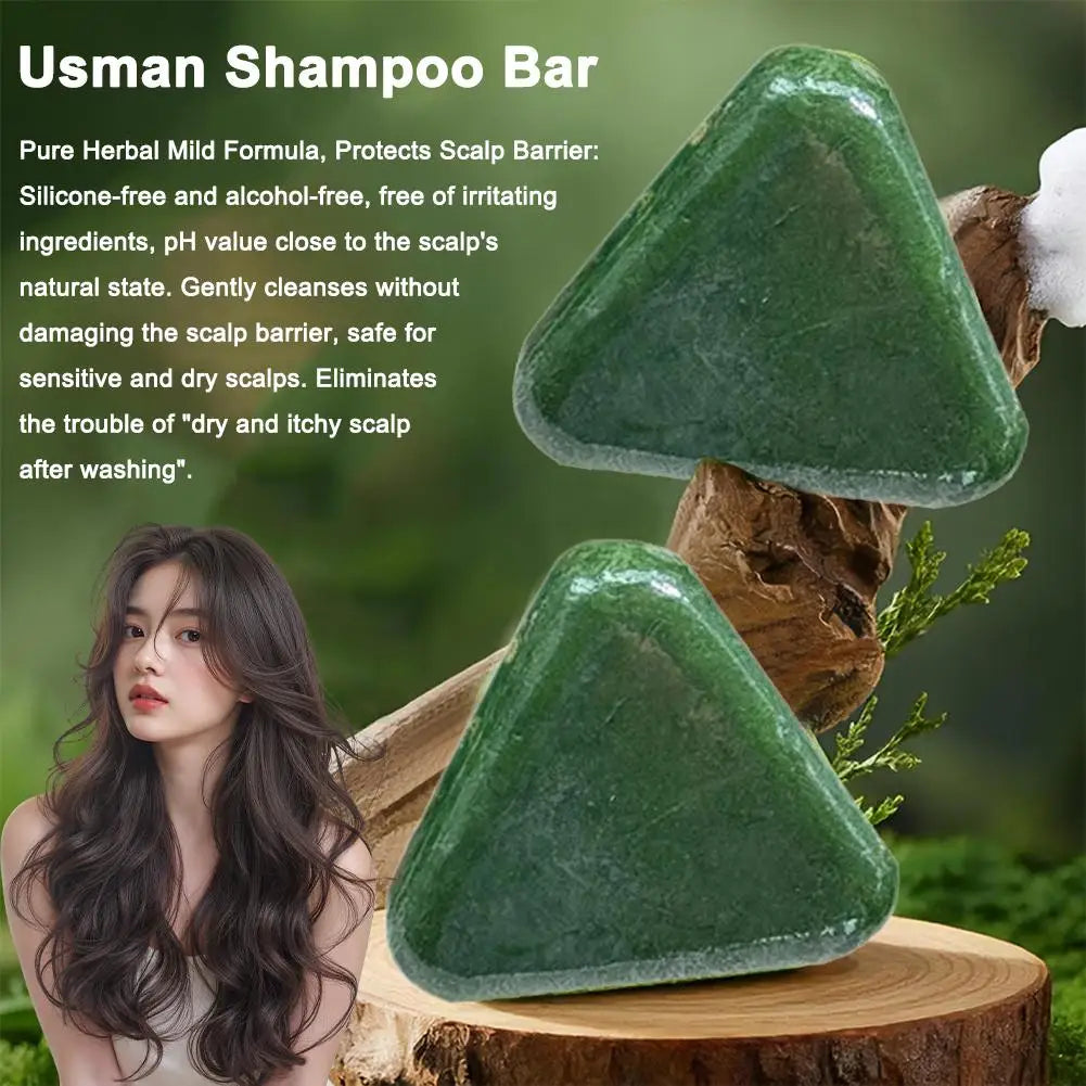 Usman Grass Shampoo Bar For Refreshing Clean Oil Control & Itching Natural Organic Soap Bar Fluffy Soothing Hair Follicles 1-5pc