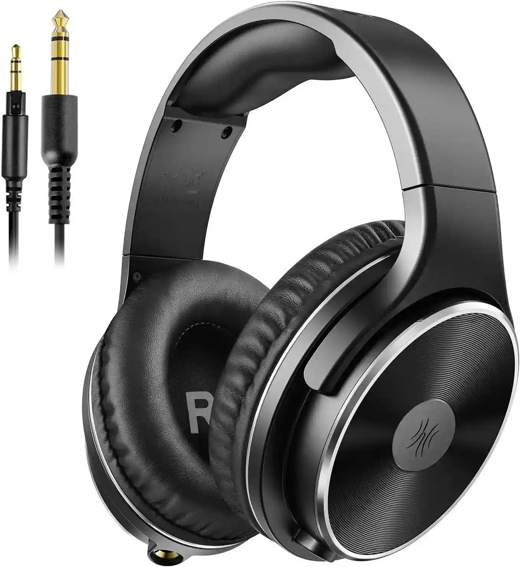 Studio Monitor Headphones Wired Over-Ear with Dual Input Jacks Black Tidesmit