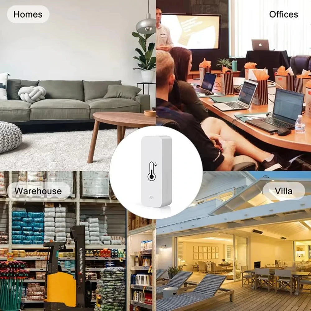 Smart Temperature and Humidity Sensor ZigBee 3.0 or WiFi App Monitor Tidesmit