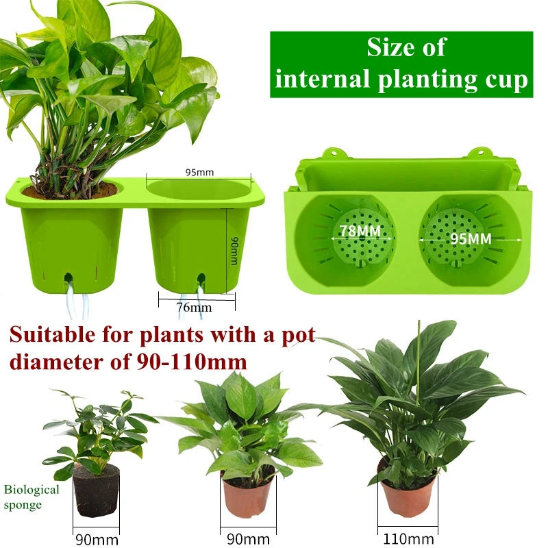 Light green modular planting cup system for plants, shown with multiple cup sections