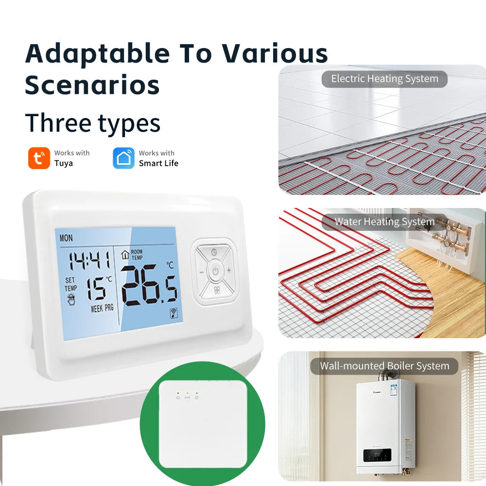 Smart Home Tuya Wifi Thermostat Gas Boiler Wireless Battery Operated Wifi Thermostat Temperature Controller Alexa Home Assistant
