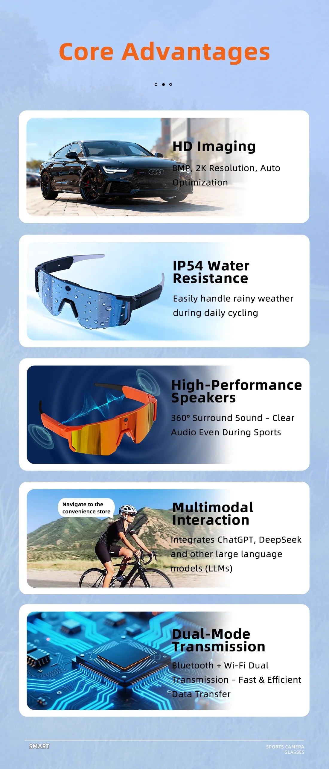 4K Polarized Smart Sunglasses with Bluetooth Audio & Camera - Tidesmit Tidesmit