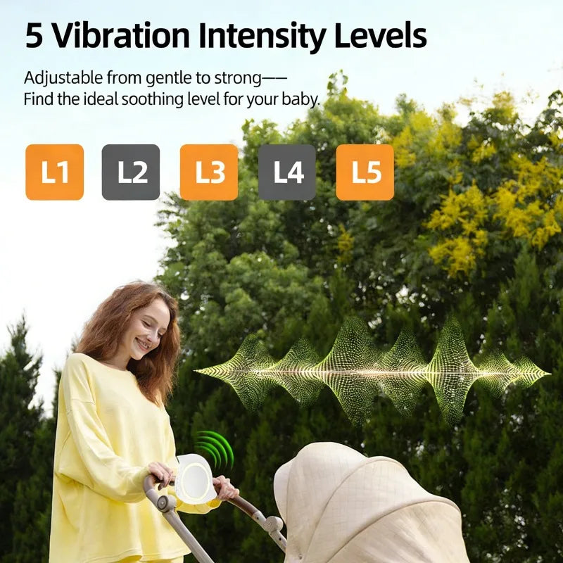 Portable Outdoor Baby Stroller Rocker with White Noise Wireless Bluetooth Sleep Aid Vibrating Soothing Music Night Light