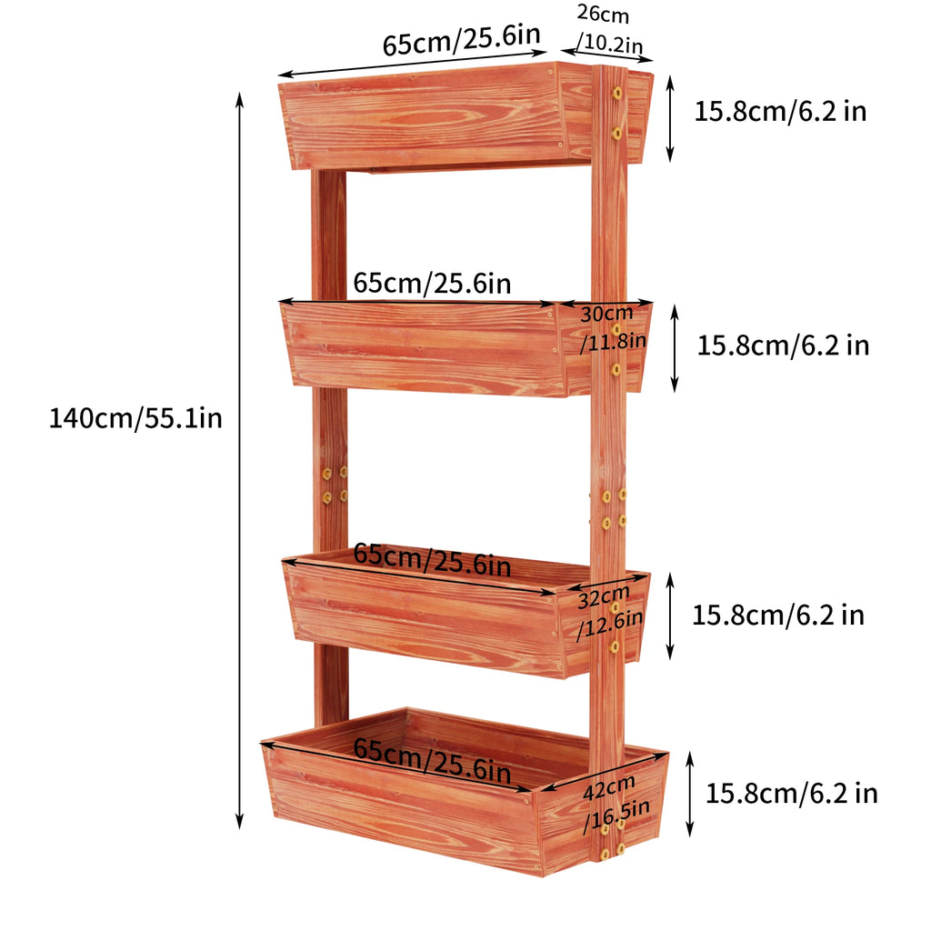 4-Tier Vertical Raised Planter Box Elevated Garden Bed Outdoor Wooden Herb Planter for Gardening And Plant Cultivation