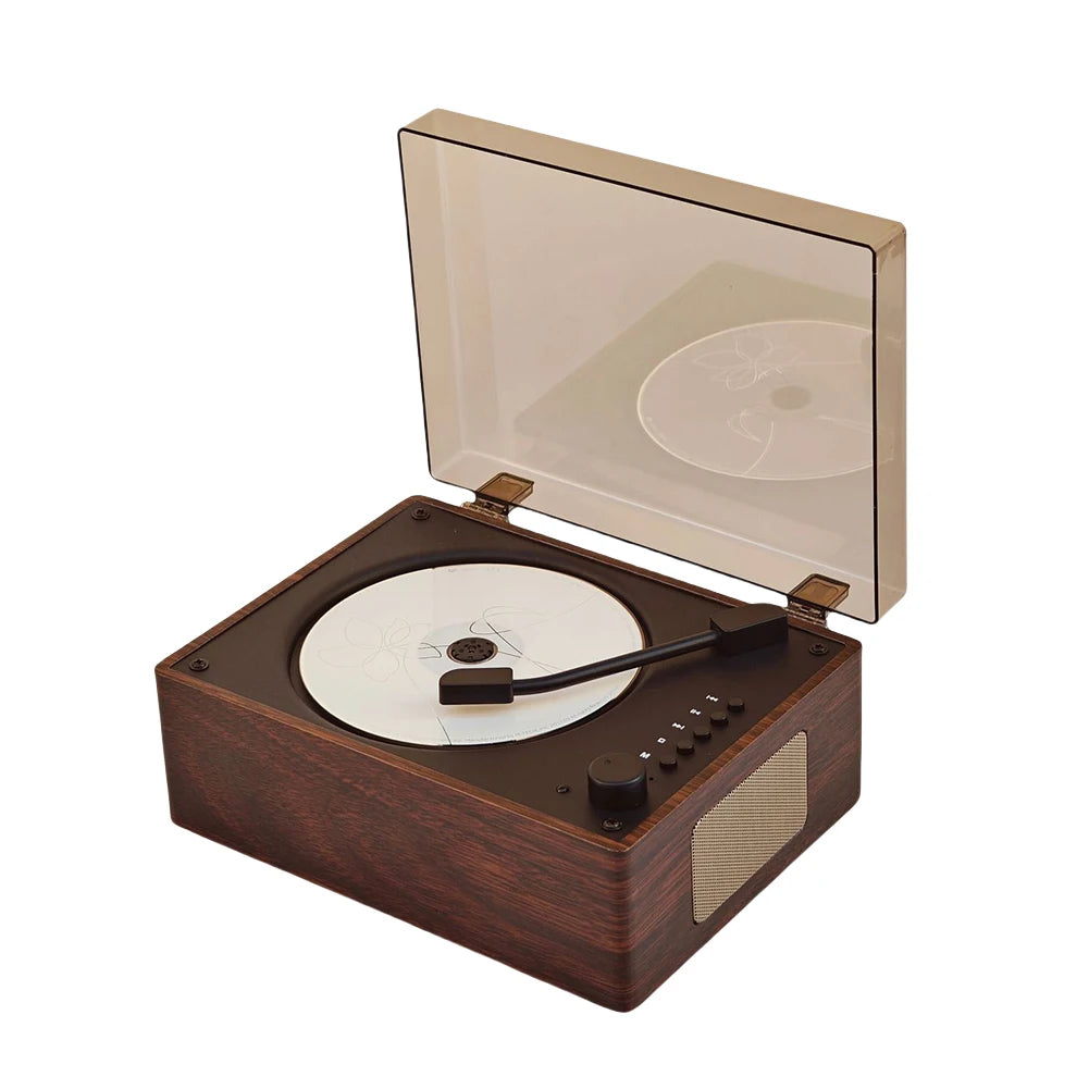Portable Retro CD Player - Bluetooth Speaker with Woodgrain Finish Tidesmit