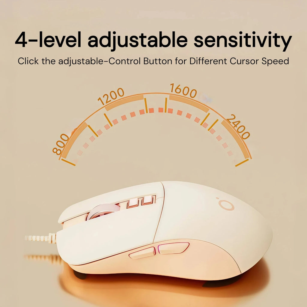 Silent Wired Mouse Aesthetic 2400 DPI Ergonomic USB Optical Computer Mouse for Women Girls Students Office Home Work Laptop PC MacBook Desktop Quiet Click Plug Play Cute Kawaii Mute Mice Sage Green Pink Beige Minimalist Desig