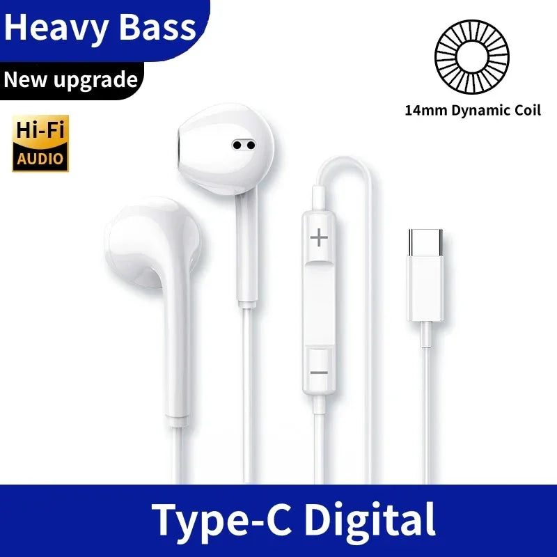 USB C Wired Earbuds with HD Microphone for Samsung Galaxy - Tidesmit TypeC Tidesmit