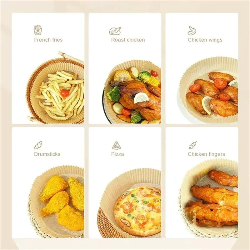 20-100Pcs Air Fryer Disposable Paper Liner Non-Stick Oil-proof Parchment Mat for Cooking Microwave Oven Sheets Special Baking