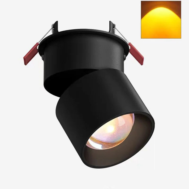 Black LED ceiling spot light with adjustable conical head, warm light