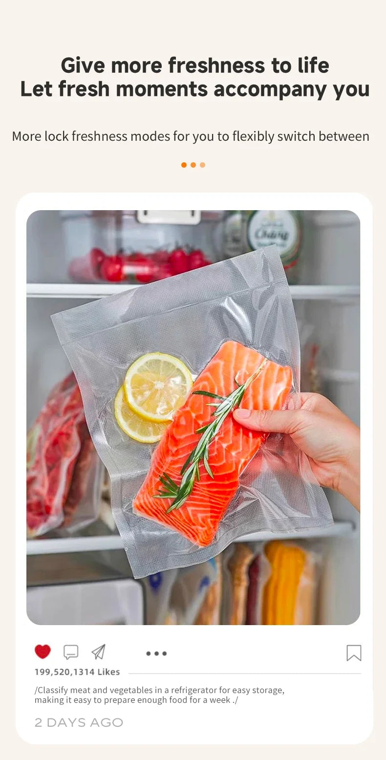 2026 New Electric Vacuum Sealer Built‑in Cutter Dry Wet Mode Automatic Food Sealer Kitchen Food Preservation Packaging Machine