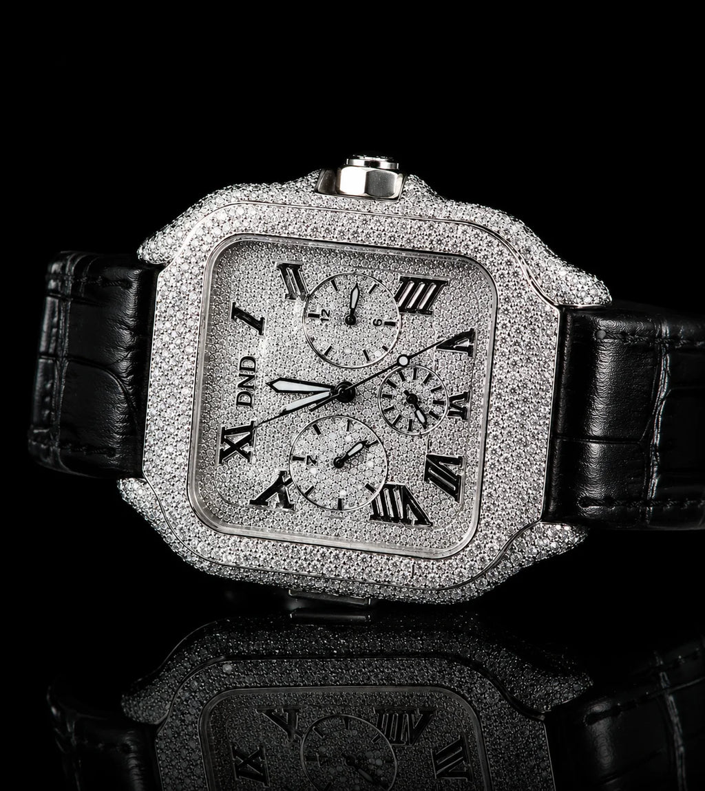 Luxury Square Diamond Watch Roman Dial Mechanical Movement Stainless Steel Moissanite Band Sapphire Crystal Vintage Style Auto