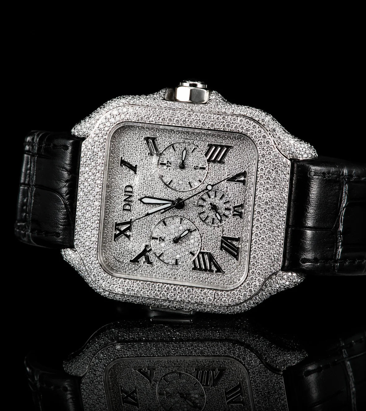 Luxury Square Diamond Watch Roman Dial Mechanical Movement Stainless Steel Moissanite Band Sapphire Crystal Vintage Style Auto