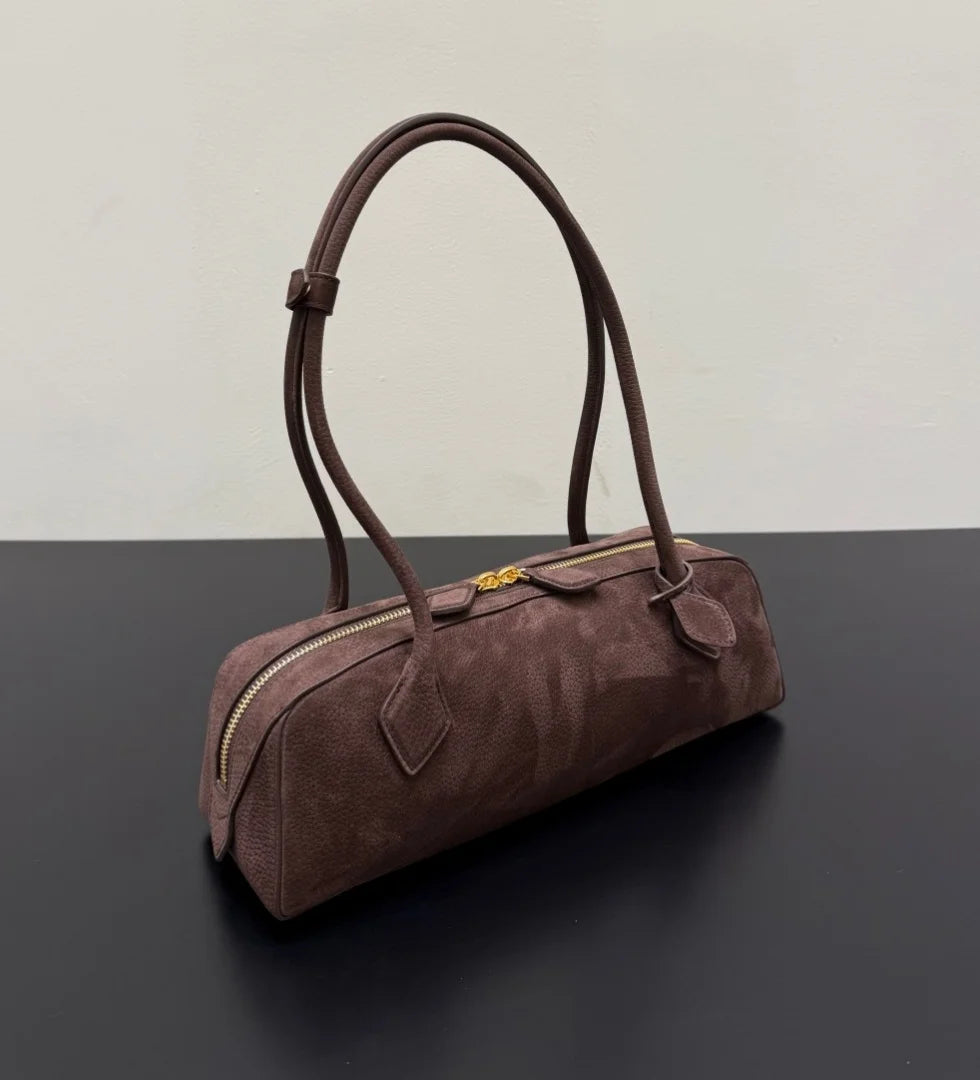 2026 high-quality genuine leather sausage bag, high-end customized high silk gloss leather handbag, women's shoulder bag