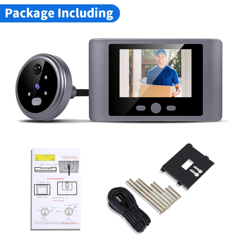 Wireless Home Security Peephole Video Doorbells 720P Digital Door Peepholes with Camera Support Video Record No APP No Wifi
