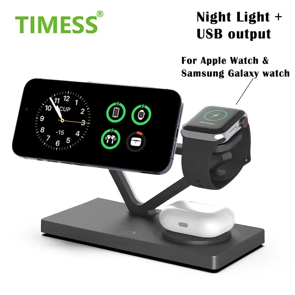 Tidesmit 3-in-1 Wireless Charging Station | Qi Certified Fast Charger Tidesmit