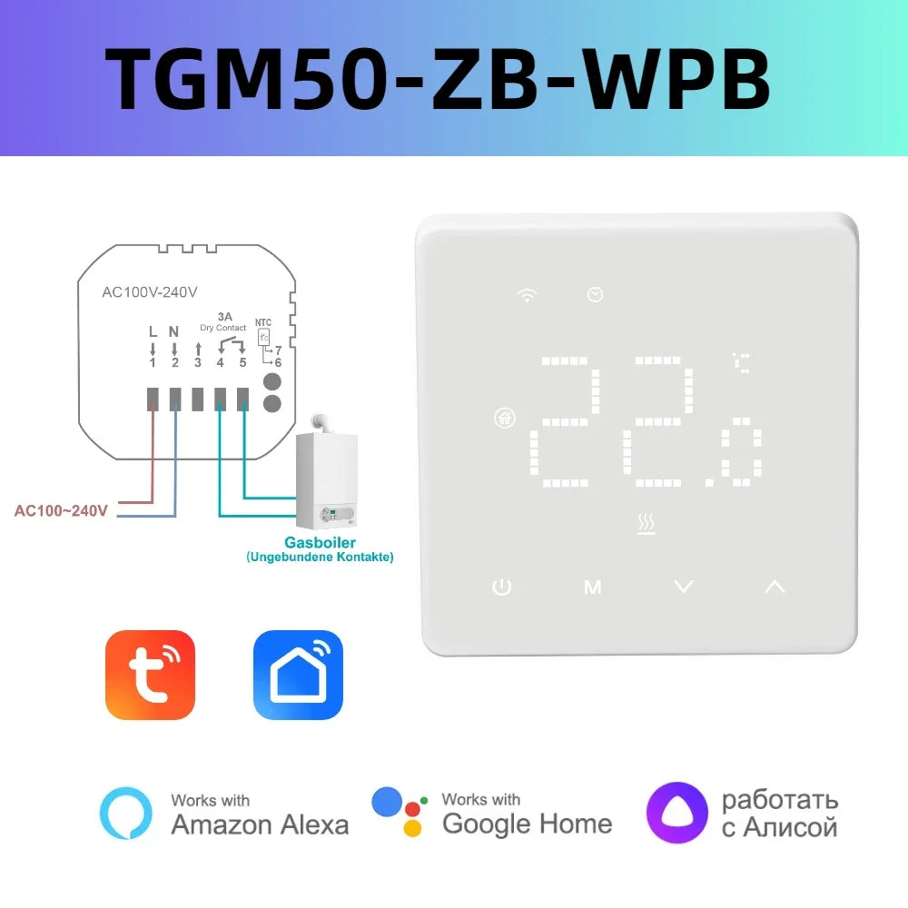 Beok Zigbee Floor Heating Thermostat  Tuya Programmable Smart Home Thermoregulator with Alexa Google Home Alice