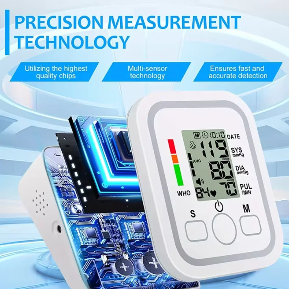 Arm Blood Pressure Monitor Pressure Sensor Monitor BP Equipment Automatic Tonometer Digital Tensiometer LED Display Arm Cuff