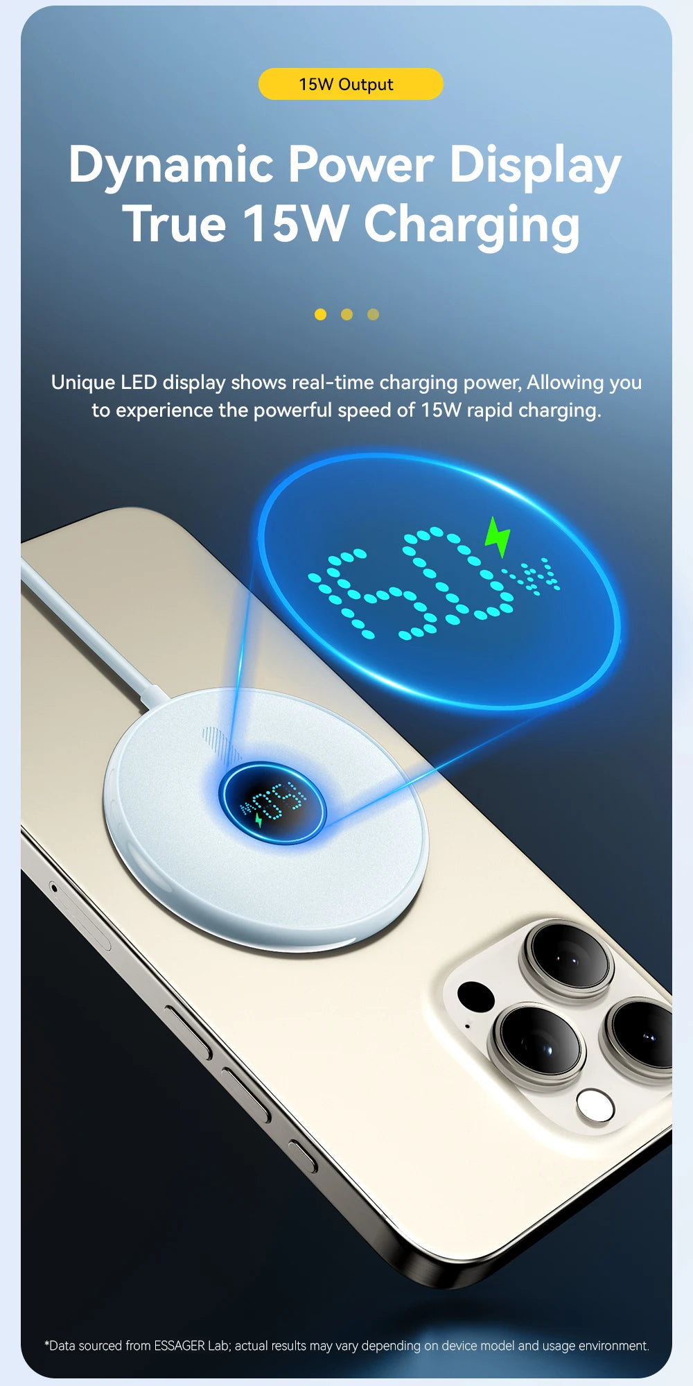 Magnetic 15W Wireless Charger with Digital Display for iPhone Tidesmit