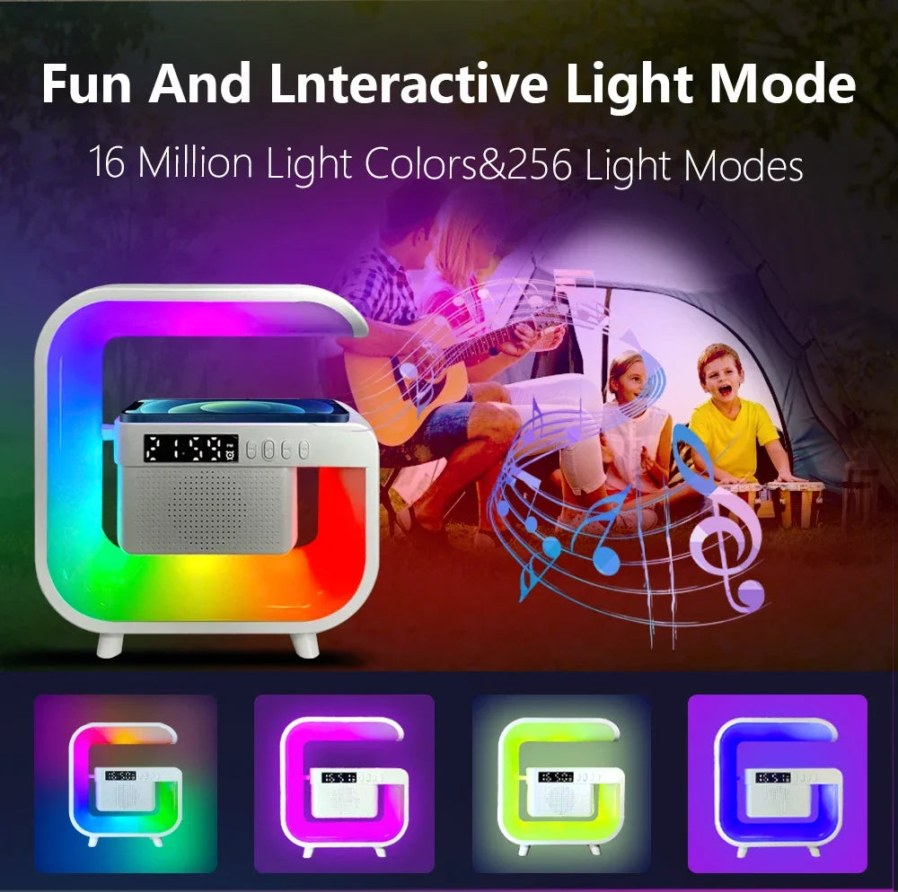 Wireless Charger Stand with Bluetooth Speaker and RGB Light - G3 Black Tidesmit