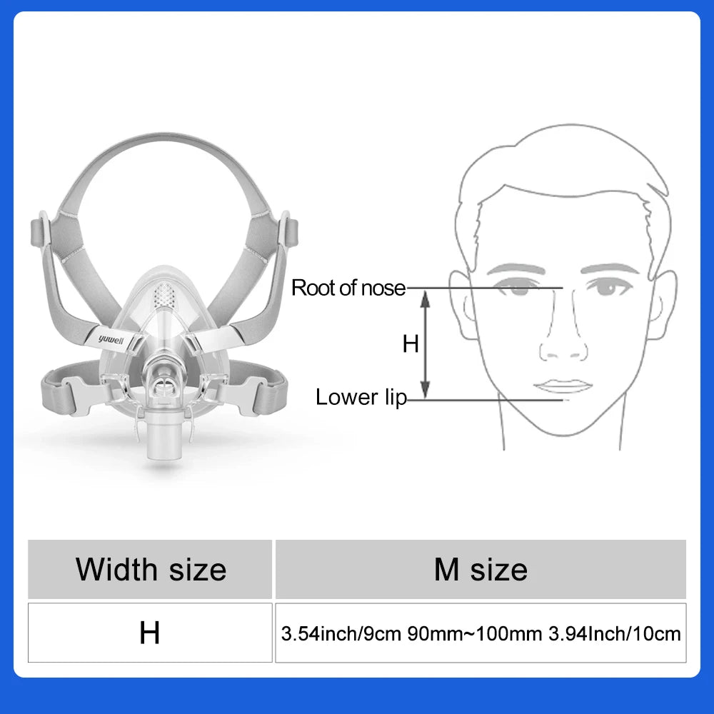 YuWell YF-02 Cpap Mask with Headgear Full Mask Auto CPAP APAP BIPAP For Medical Air Breathing Machine Sleep Apnea Anti Snoring
